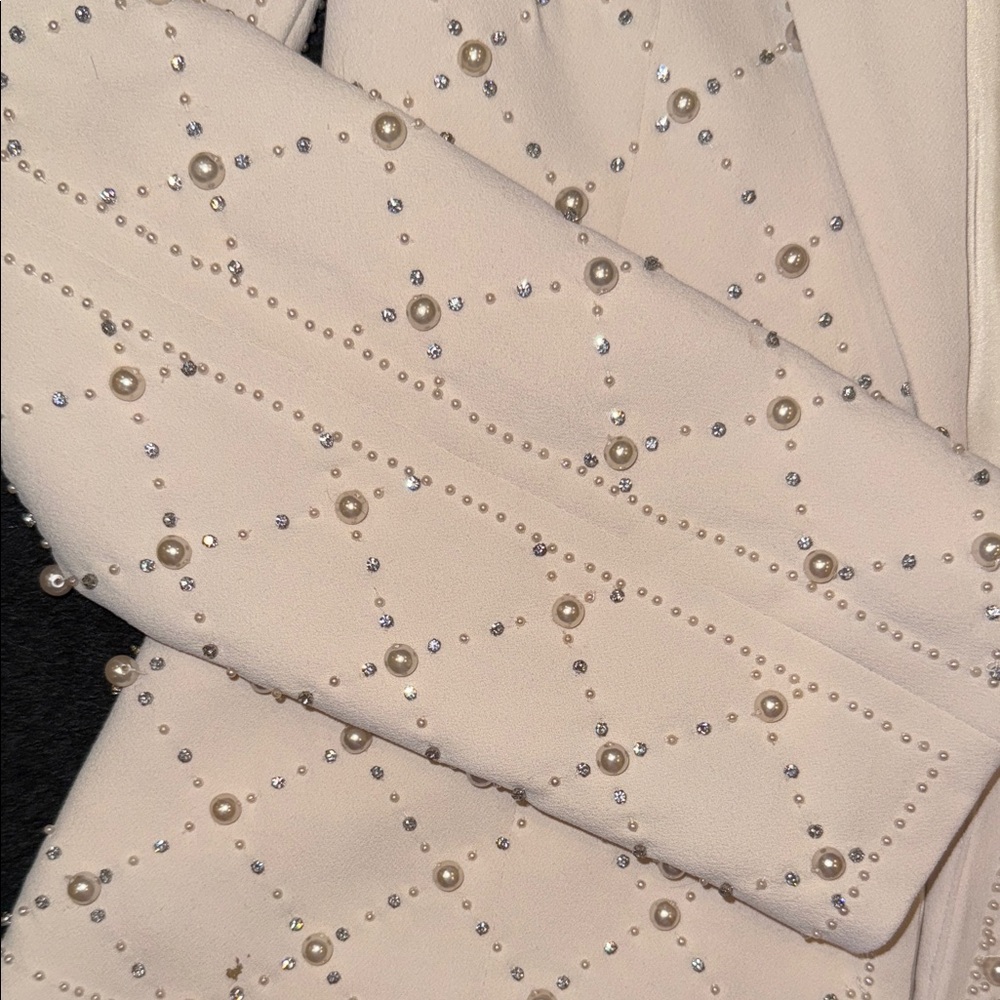 House of CB Ivory Blazer with Pearls and crystals. - Picture 3 of 14